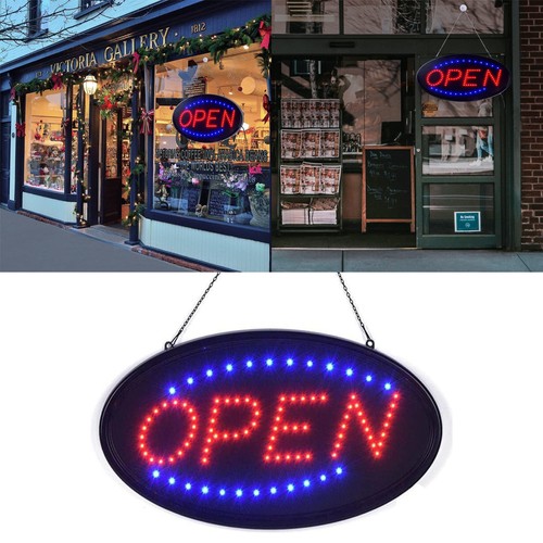 Led open sign 19x10in flash - led,