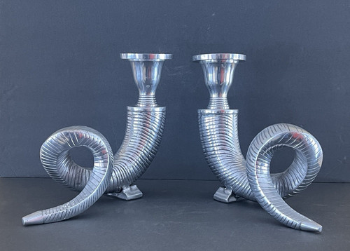 Pair large polish aluminum - pair, of