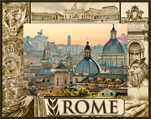 Rome italy laser engraved wood - rome,