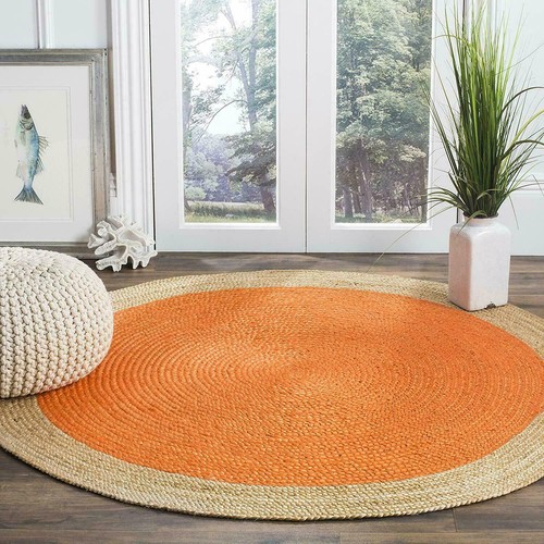 Rug jute orange round - jute,