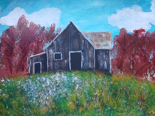 Impressionism 11x14 fall barn - 11x14,