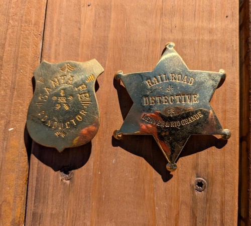Brass badges pins railroad - brass,