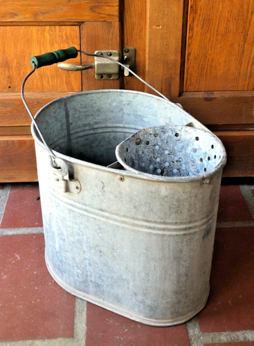 Vtg galvanized mop bucket pail - mop,