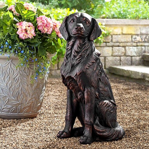 Golden retriever dog statue - golden,