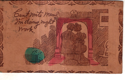 Antique leather postcard - leather,