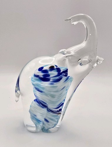 Hand blown art glass elephant - blown,