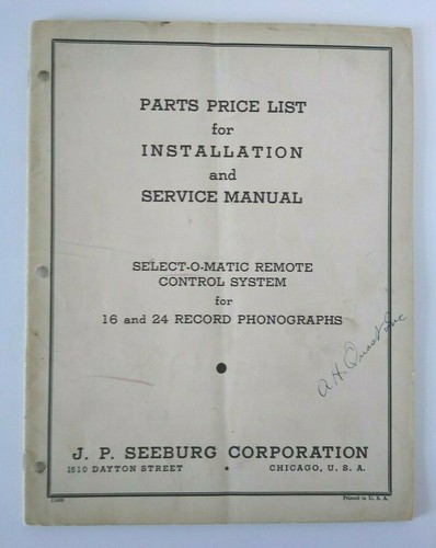 Seeburg jukebox select matic - seeburg, select-o-matic
