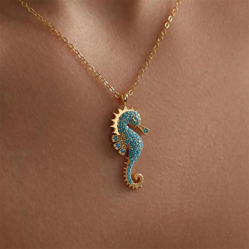 Turquoise blue seahorse - turquoise,