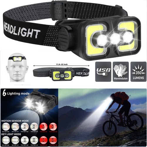 Cob led headlamp usb - cob,