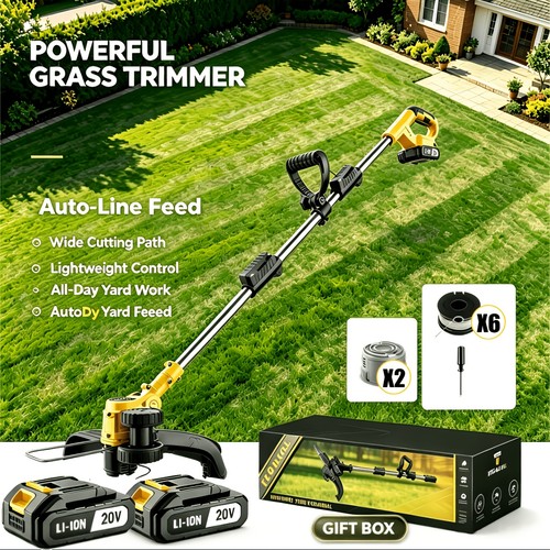 Yellow cordless electric - , lawn