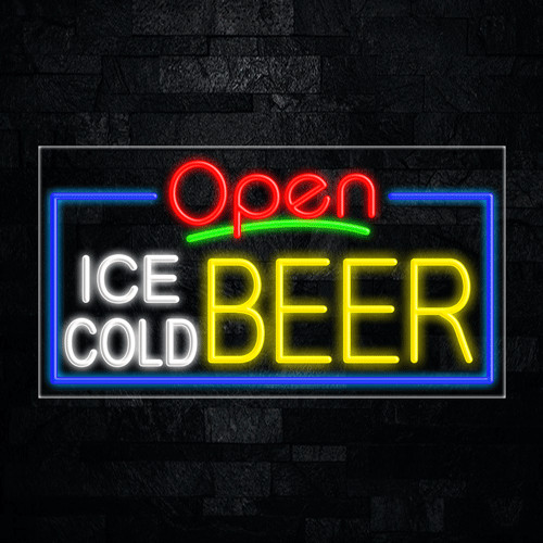 Ice cold beer led - ice, sign