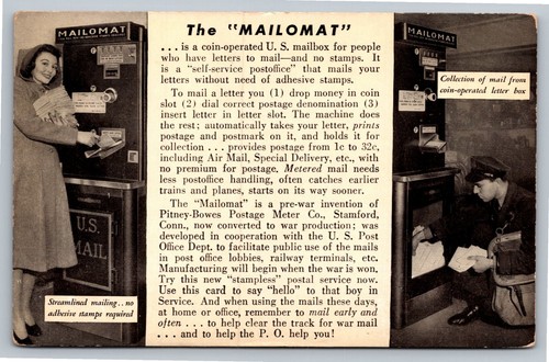 Wwii era mailomat postcard - wwii,