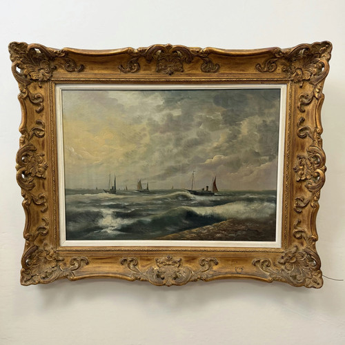 Detailed seascape oil - seascape, painting