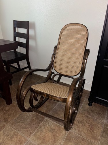 Vintage bentwood rocker wicker - bentwood,