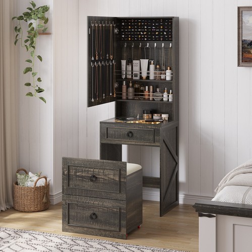Vanity desk with mirror and - with,