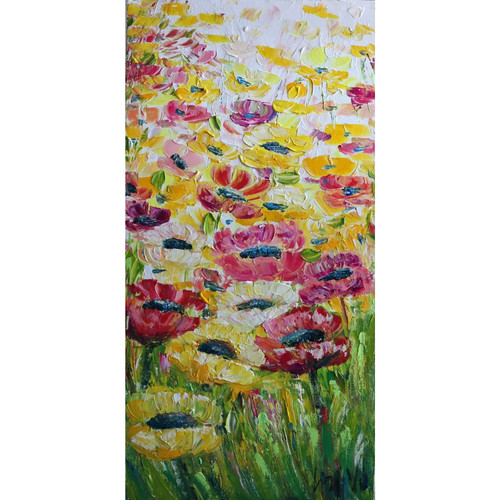 Wild poppies painting 20x40 - poppies,