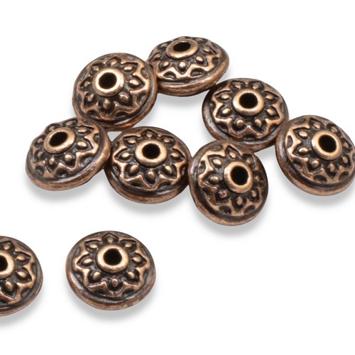 Copper lotus spacer beads 7mm - lotus,