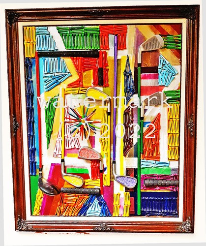 Framed art 29x35 golf clubs - art,