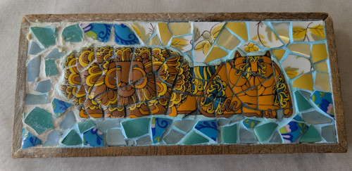 Wooden framed ceramic mosaic - wooden,