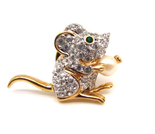 Swarovski crystal mouse brooch - swarovski,
