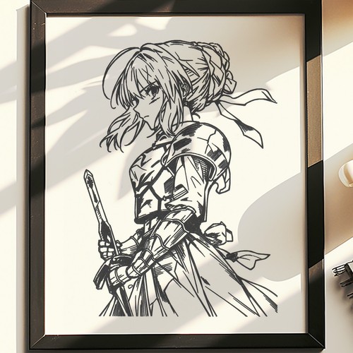 Hand drawn saber - hand, a
