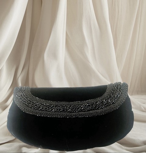 Vintage black beaded trim - vintage,