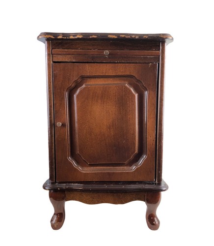 Vintage dark wood nightstand - dark,