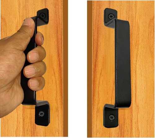 Black barn door handles - black,