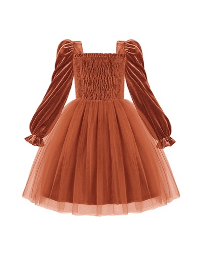 Girls brown dress - brown,