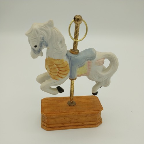Small white carousel horse - small,