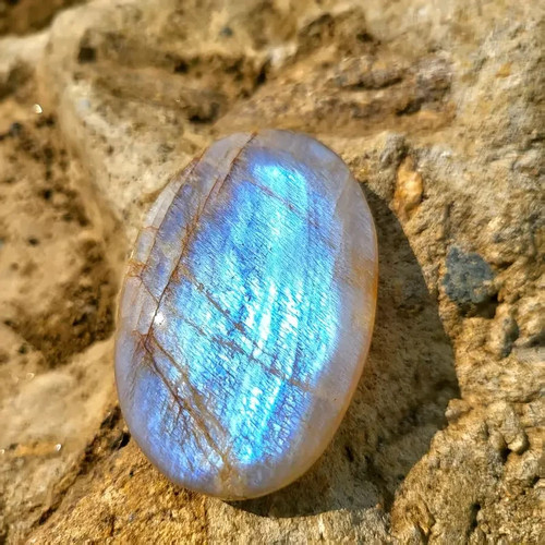 Natural moonstone palm - palm, stone