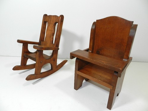 Vintage wooden doll - doll, chair