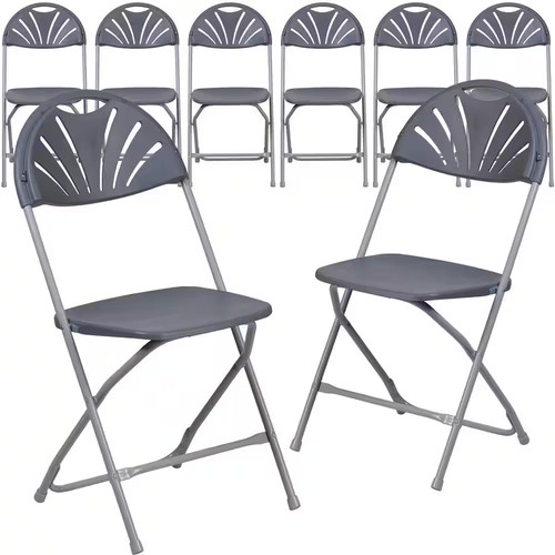 Charcoal metal folding chair - folding,