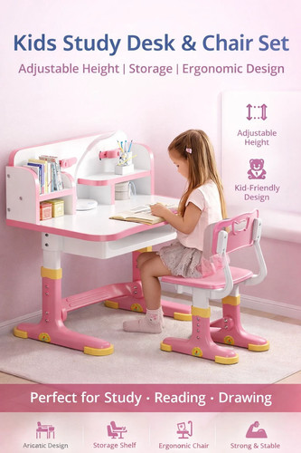 Kids desk and chair - desk, set,height