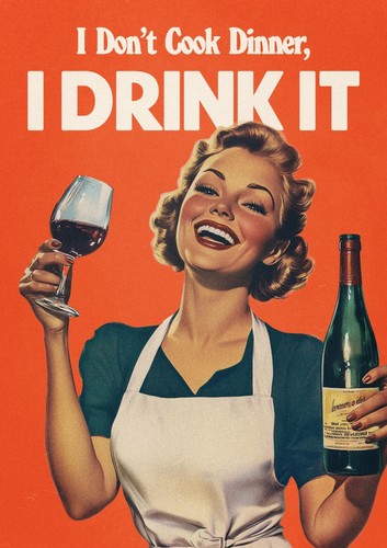 Funny wine poster retro - funny,
