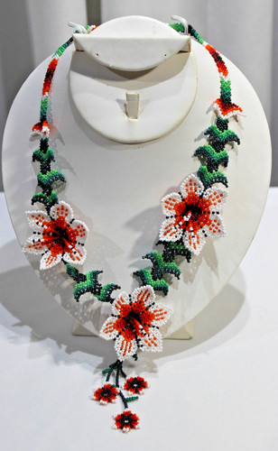 Huichol art necklace mexican - necklace,