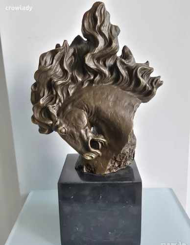Bronze horse head - horse, sculpture
