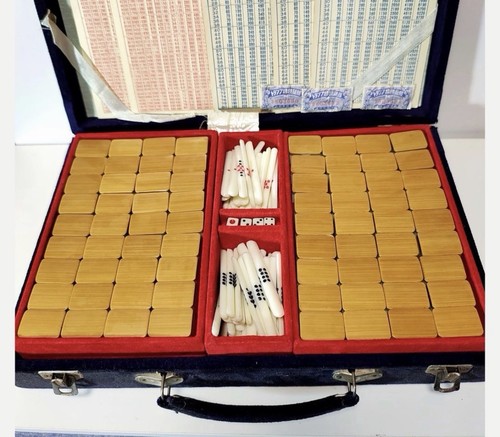 Mahjong carved bone and bamboo - carved, bone-and-bamboo