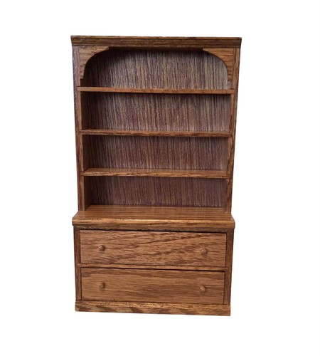 Dolls house oak - dolls, bookcase