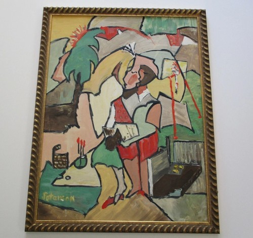 Mid century painting abstract - painting,