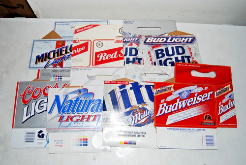 Vtg beer carton flat lot - beer,
