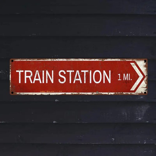 Vintage train station metal - train,