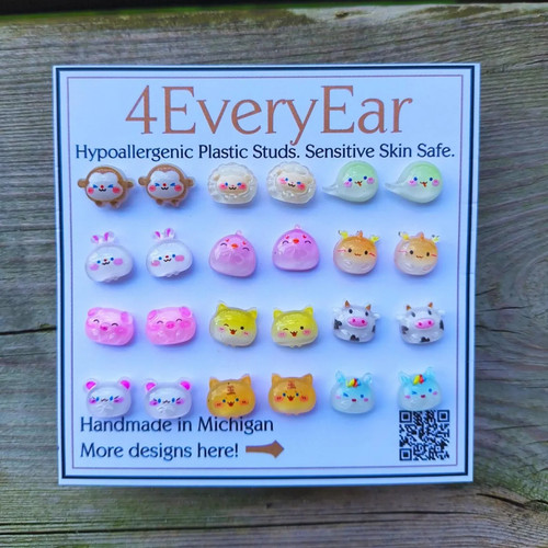 Pair cute animal stud - 12-pair,
