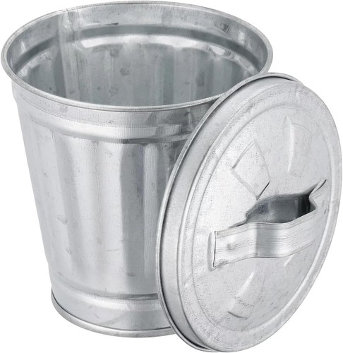 Silver mini galvanized trash - mini,