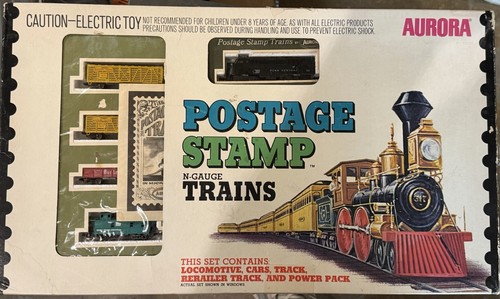 Aurora postage stamp trains - aurora, n