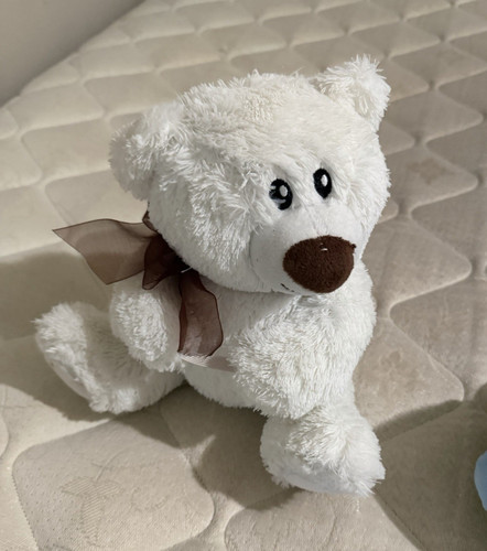 White plush teddy bear stuffed - white,