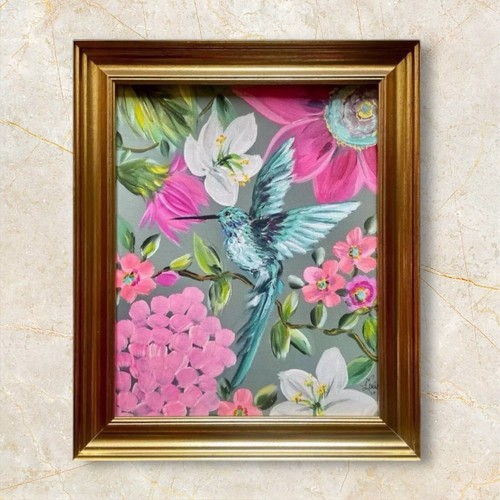Botanical hummingbird art - art, by