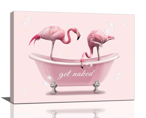 Bathroom flamingo wall - bathroom,