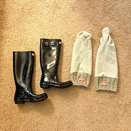 Hunter black knee high rain - knee,