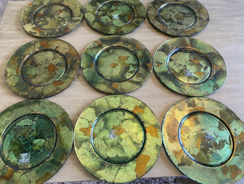 Pier green gold leaf glass - green/gold,